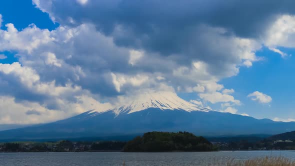 Timelapse Mount Fuji, view from Lake Kawaguchiko, Japan