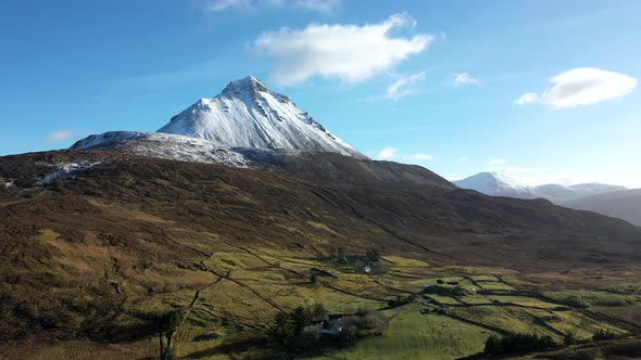 Aerial View of Mount Errigal, the Highest Mountain in Donegal, Seen From North West - Ireland