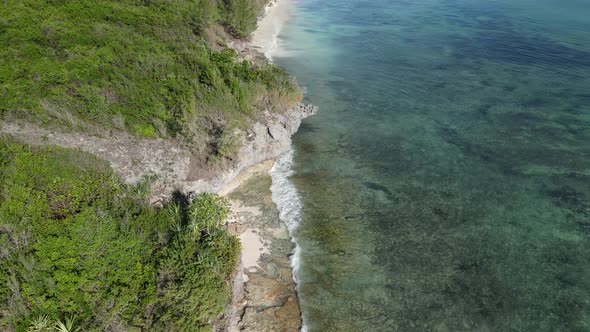 Aerial View of the Indian Ocean Near the Shore of the Island of Zanzibar Tanzania Slow Motion