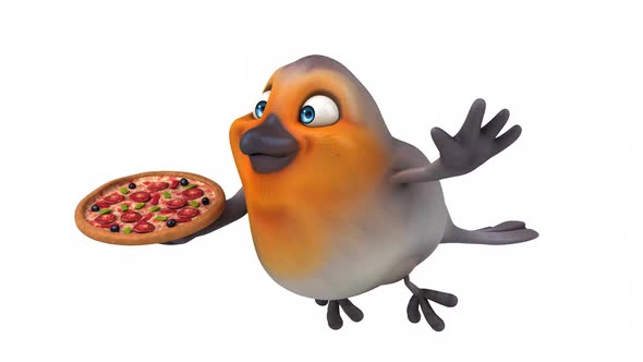 Fun 3D cartoon red robin with alpha