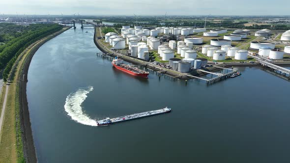 Liquid Cargo Tanker Ship Docking at a Fuel Depot