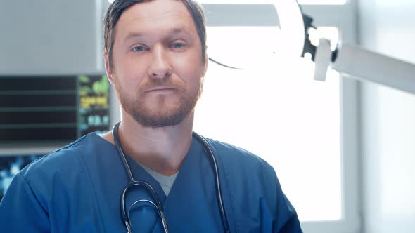 Professional medical doctor in emergency medicine room. Portrait of physician.