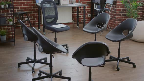 Empty Aa Meeting Group Therapy Space with Chairs in Circle