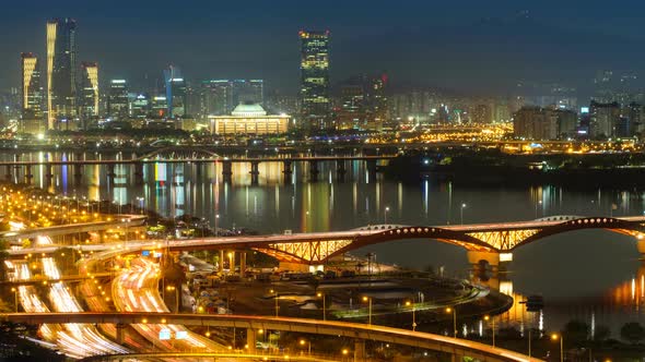 Seoul Cityscape in Twilight, South Korea.