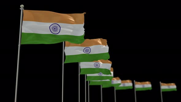 India Row Of Flags Animation Include Alpha Channel alt
