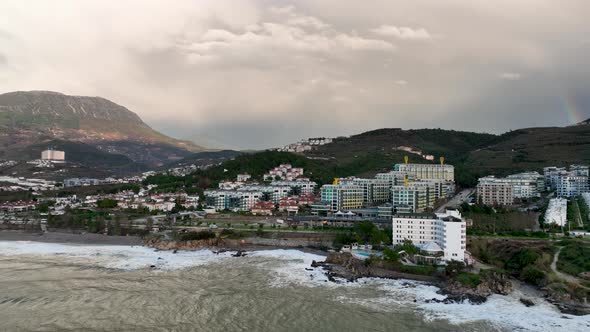 Dramatic Sea Texture  Aerial View Turkey Alanya