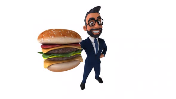 Fun 3D cartoon animation of an indian businessman