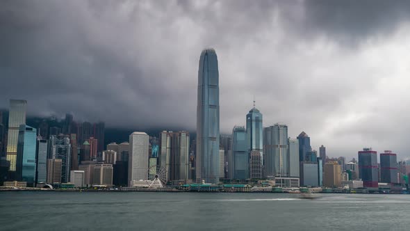 skyline of Hong Kong at Victoria Harbour.