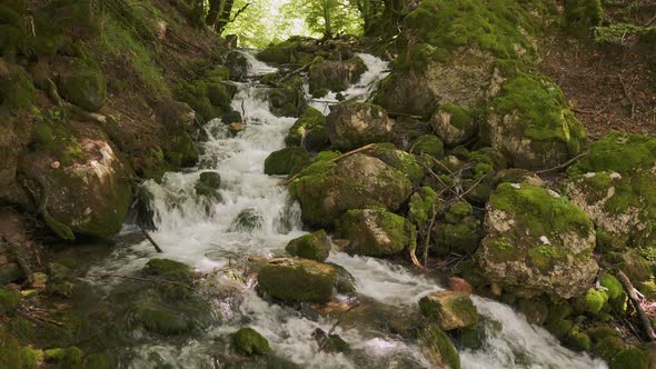 Waterfall with Mountain River in Montenegro