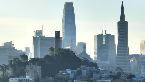 Drone Footage Shows Financial District of San Francisco California USA alt