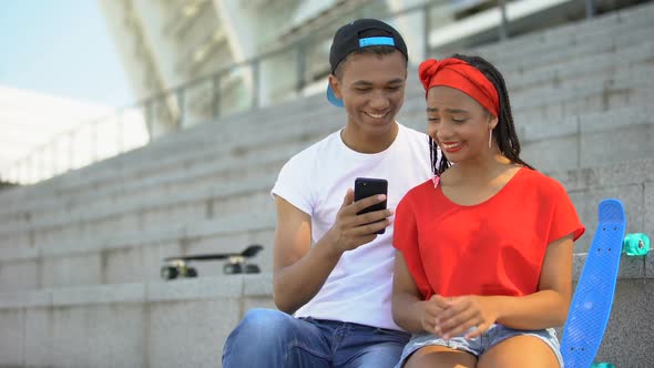 Mixed-Race Guy Showing Romantic Video He Made to Girlfriend, Surprise, Love