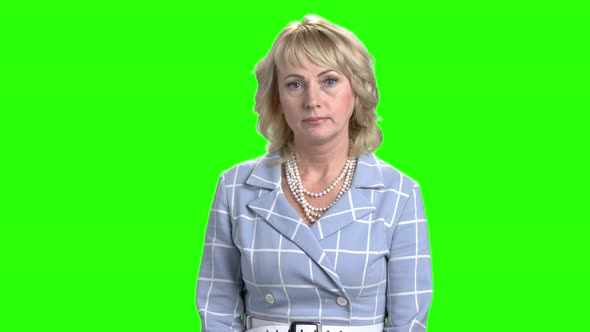 Confident Business Woman on Green Screen.