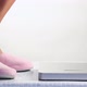 Close up Of Woman Stepping out Of Slippers and Onto Scales - VideoHive Item for Sale