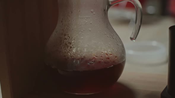 Filtered Coffee Dripping into Jug