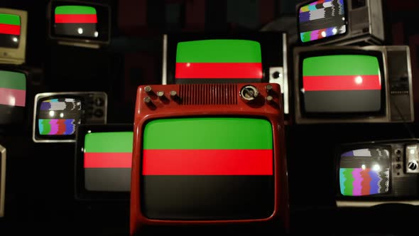 The Republic of New Afrika flag and Retro TVs.