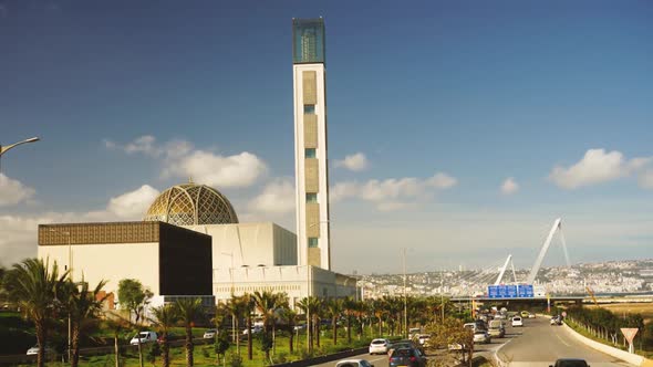 Time Lapse of Grand mosque in higway of algiers city in Algeria