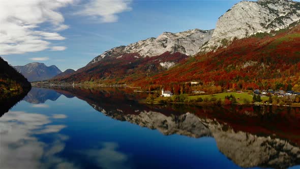 Beautiful view on the Mountains and the Grundlsee Drone Video