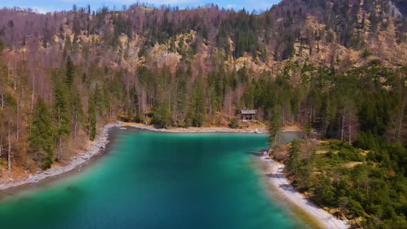 Beautiful view on an Lake in the Mountains Drone Video