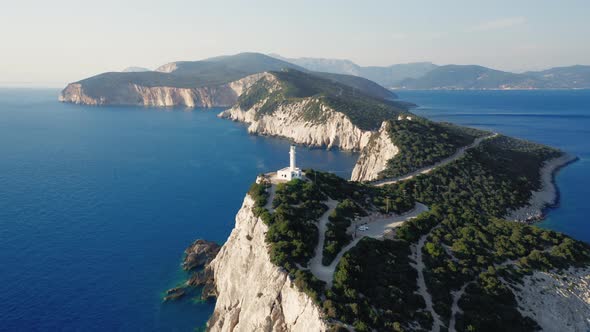 Cape of Ducato, famous lighthouse of Greek island Lefkada.