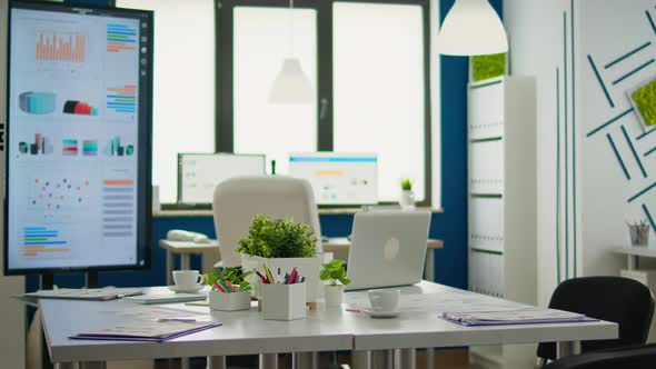 Business Office with Nobody in It Ready for Brainstorming