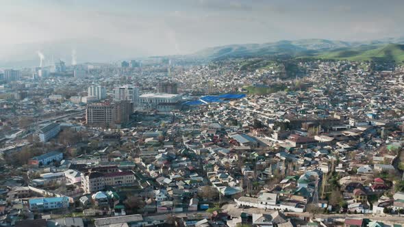 Aerial Urban Landscape of the City is a Spring Sunny Day