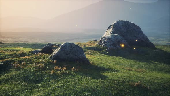 Big Stones in Grass Field