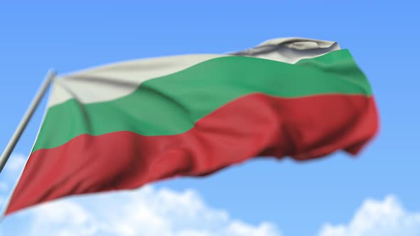 Flying National Flag of Bulgaria