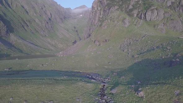 Midnight Sun in Eggum, Lofoten Islands, Norway Aerial Drone 4K