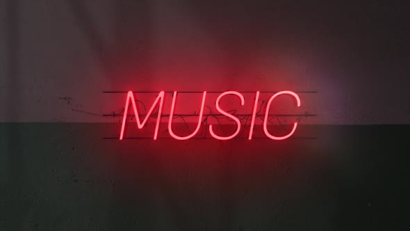 Neon Text Background Word Music