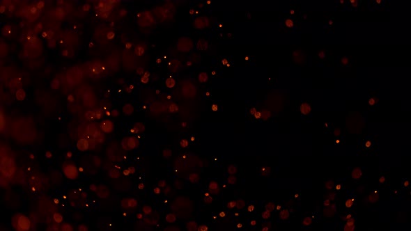 Super Slow Motion Shot of Fire Sparks Isolated on Black Background at 1000Fps