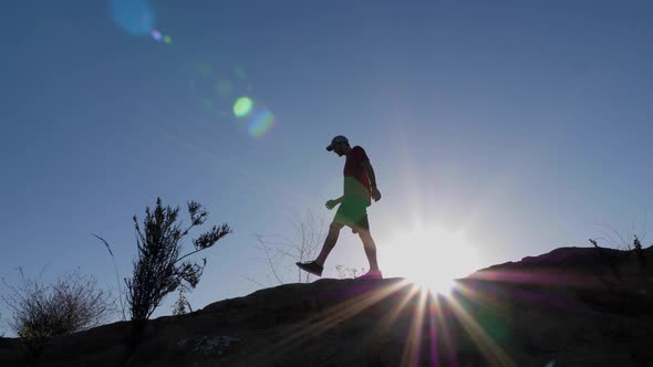 A man going for his morning workout in the hills above Hollywood