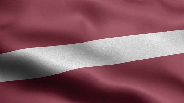 Latvia Flag Seamless Closeup Waving Animation