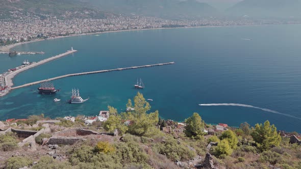 Alanya Town View From Alanya Castle in Turkey