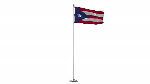 Puerto Rico Looping Of The Waving Flag Pole With Alpha