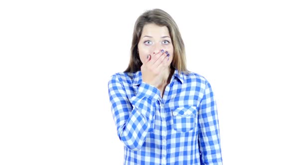 Shocked, Upset Woman on White Background