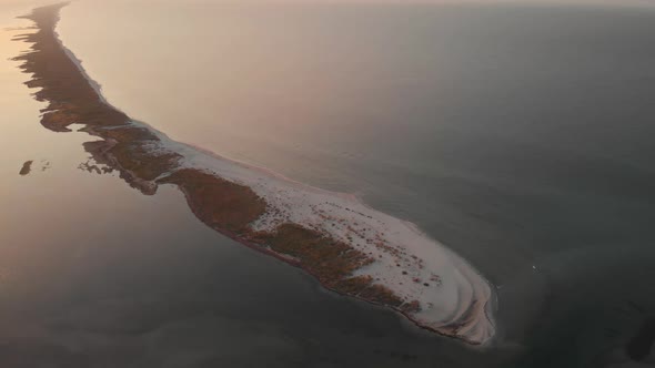 Beautiful Sunset Over Island Aerial View