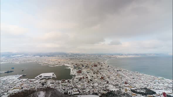 Beautiful landscape top of view at Hakodate city in Hokkaido Japan