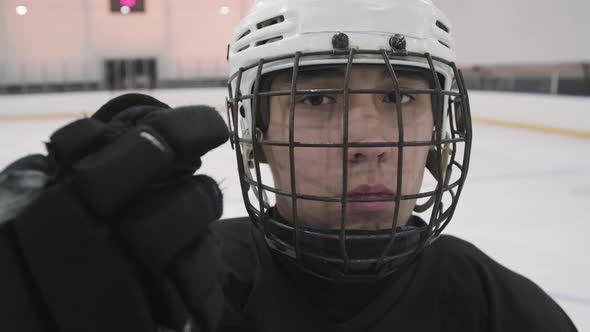 Close Up Of Young Male Hockey Player