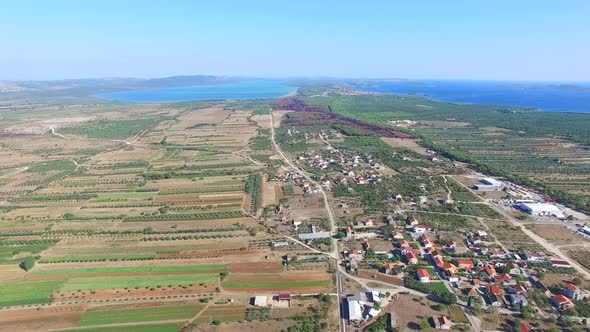 Aerial view of agriculture in dalmatia, Croatia