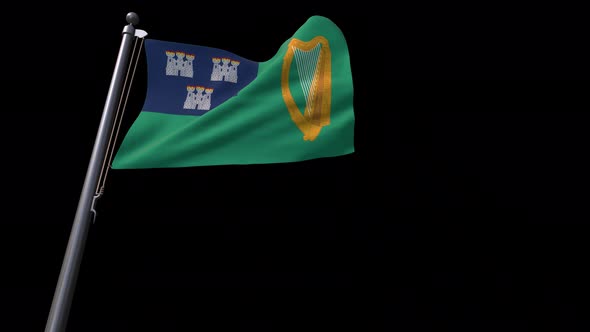 Flag Of Dublin City (Ireland)  With Alpha Channel 4K