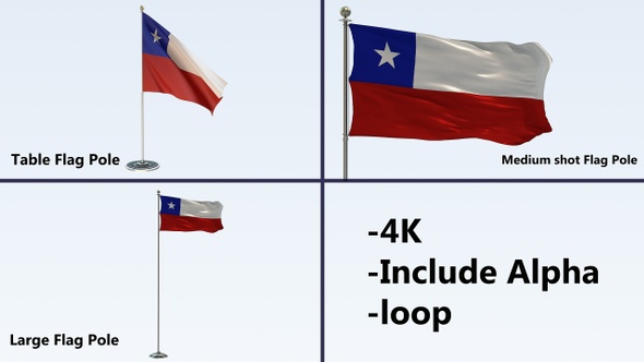Chile  Flag Pole Pack 4k-Loop