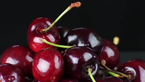 Cherries Fruit with Black Background