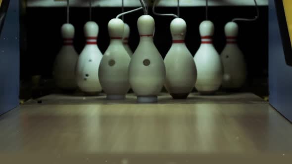 Bowling Pins Ready to be Felled on the Track.