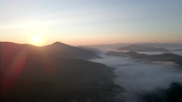 Sunrise Above the Ukraine Carpathian Mountains