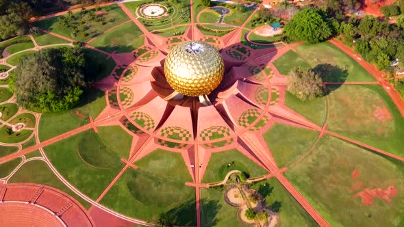 Arial View of Auroville. Auroville is an experimental township in Viluppuram district mostly in the