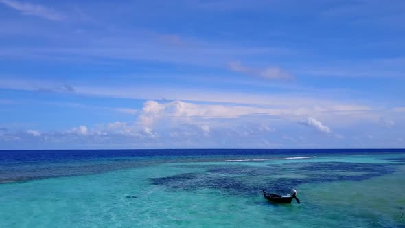 Aerial abstract of exotic tourist beach by blue sea with sand background