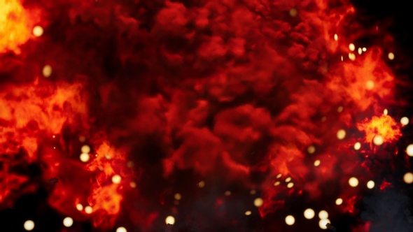 Inferno burst red fire flame with black smock moving to the right Isolated by Alpha channel alt