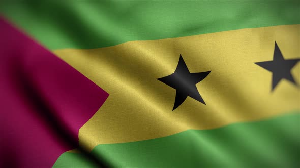 Sao Tome And Principe Flag Textured Waving Close Up Background HD