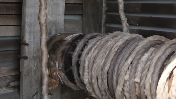 Manual  rotation system in  water well house slow-mo footage