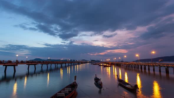 Time Lapse Sweet Twilight Above Chalong Pier.